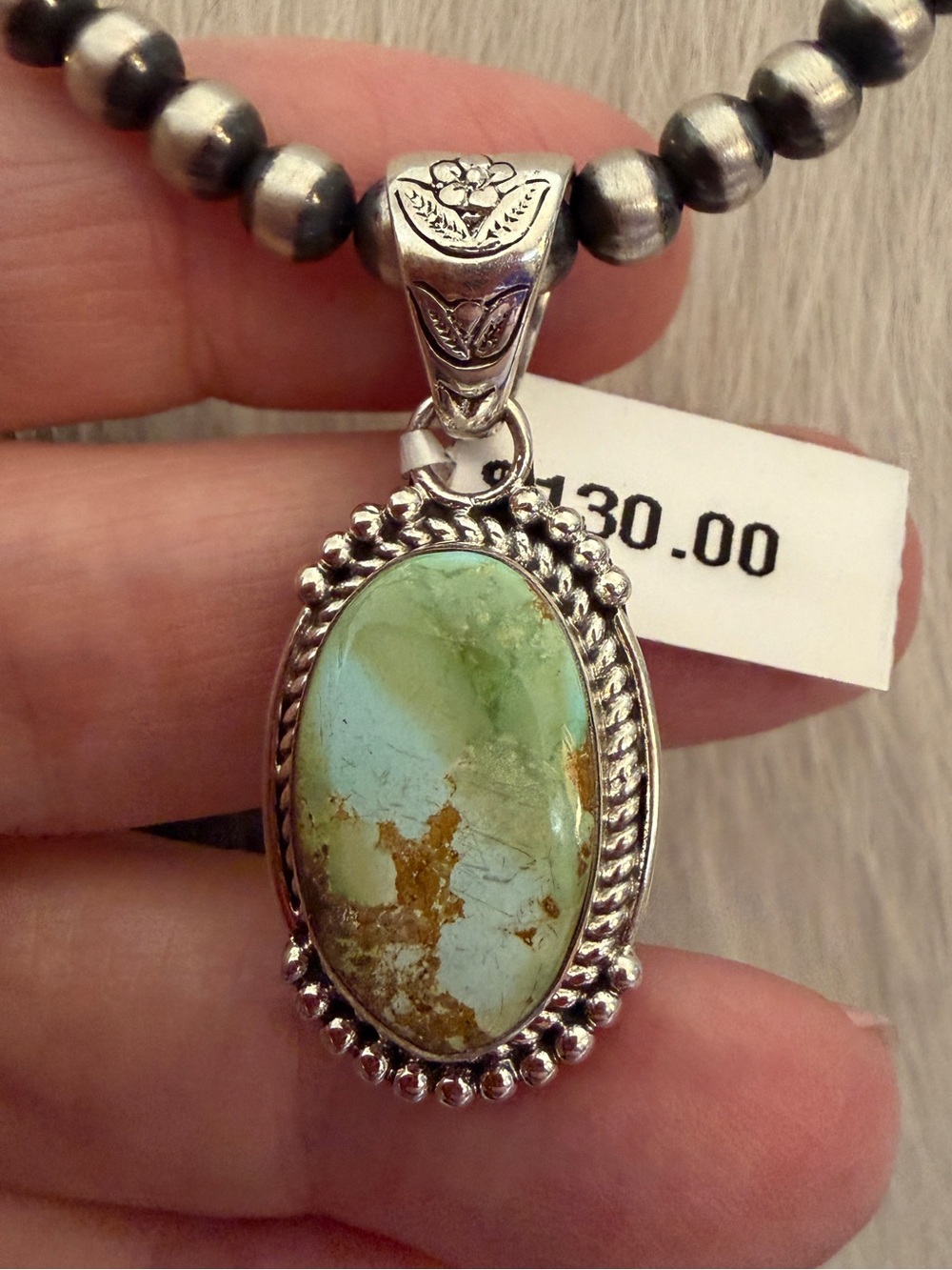 ❤️ Sonoran Gold Turquoise Navajo Style Matte Brushed Sterling 925 Unisex Pendant